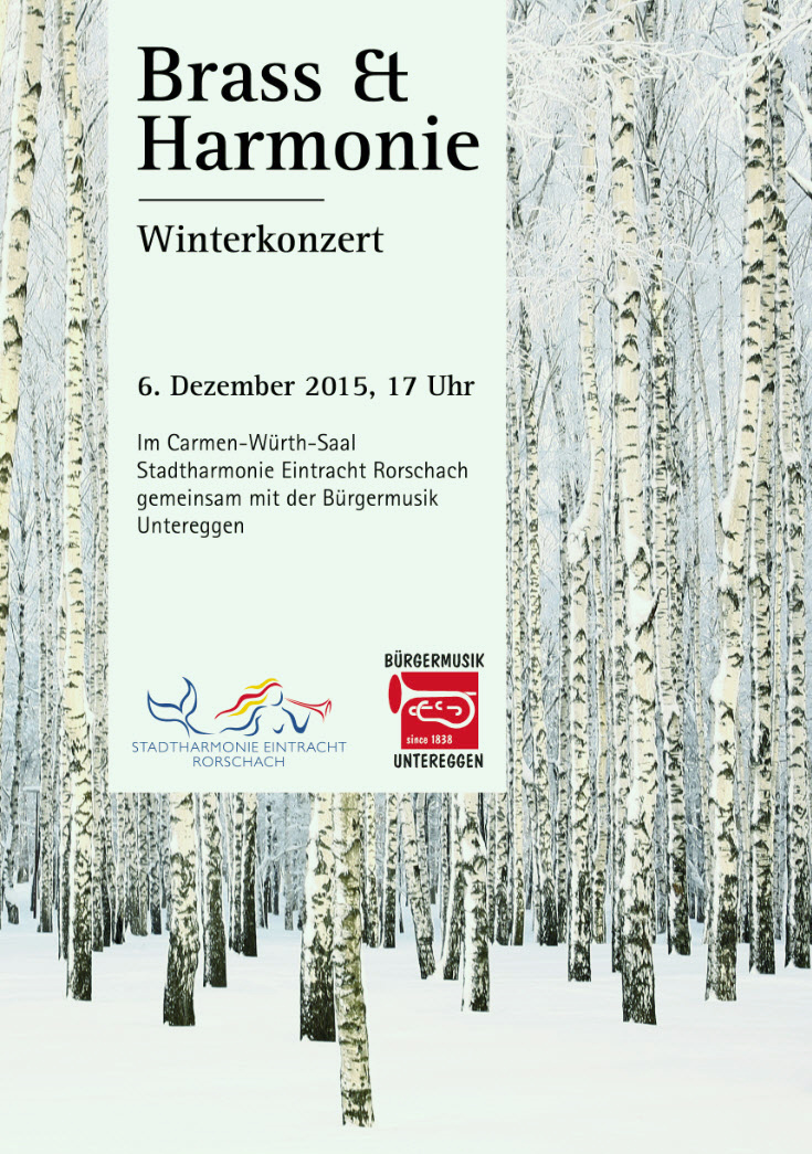 Titelblatt des Programms des Winterkonzerts 2015 der Stadtharmonie Eintracht Rorschach