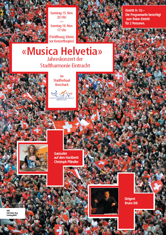Titelblatt des Programm-Flyers für das Jahreskonzert 2008 der Stadtharmonie Eintracht Rorschach