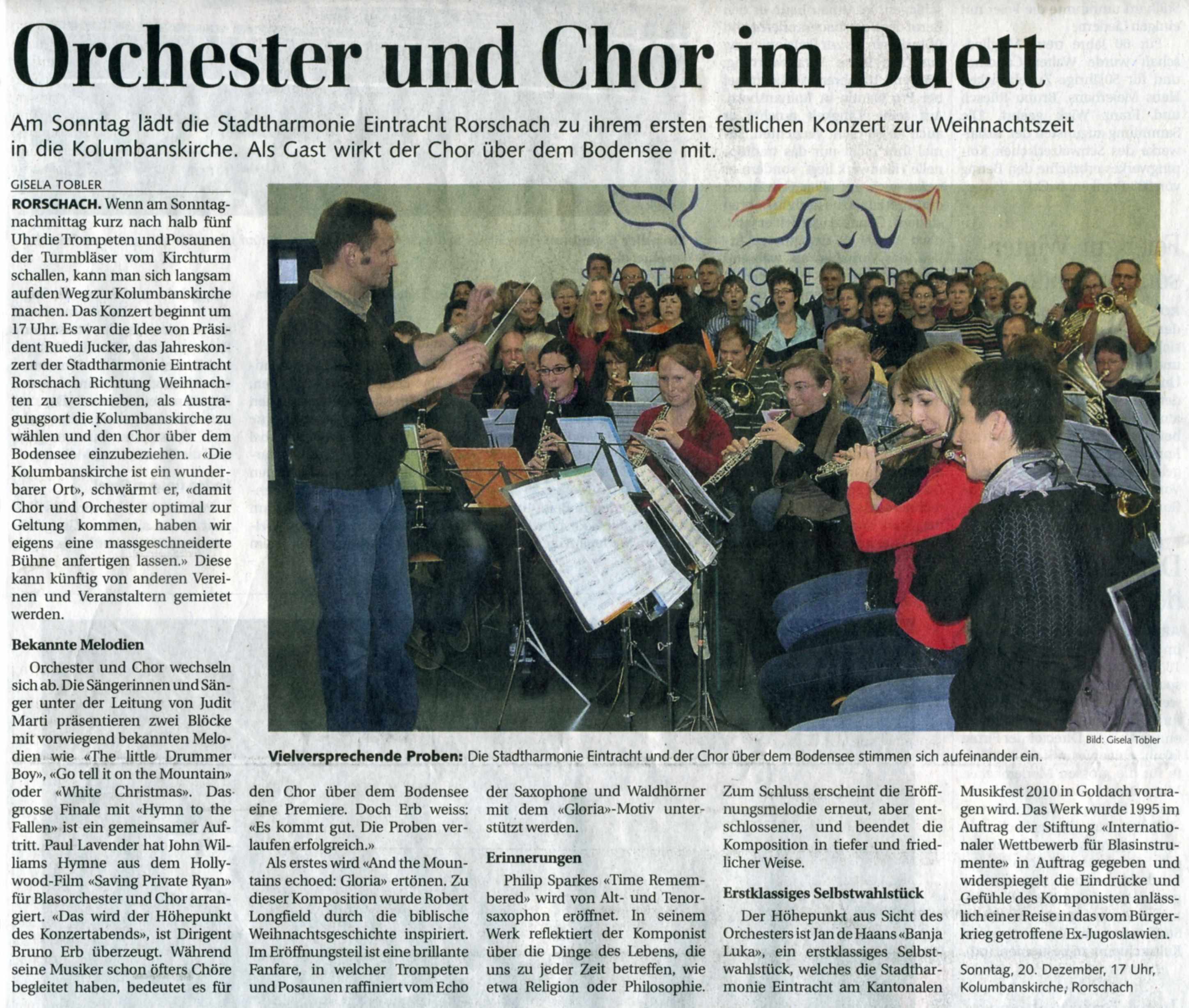 Bericht von Gisela Tobler im Tagblatt vom 19. Dezember 2009