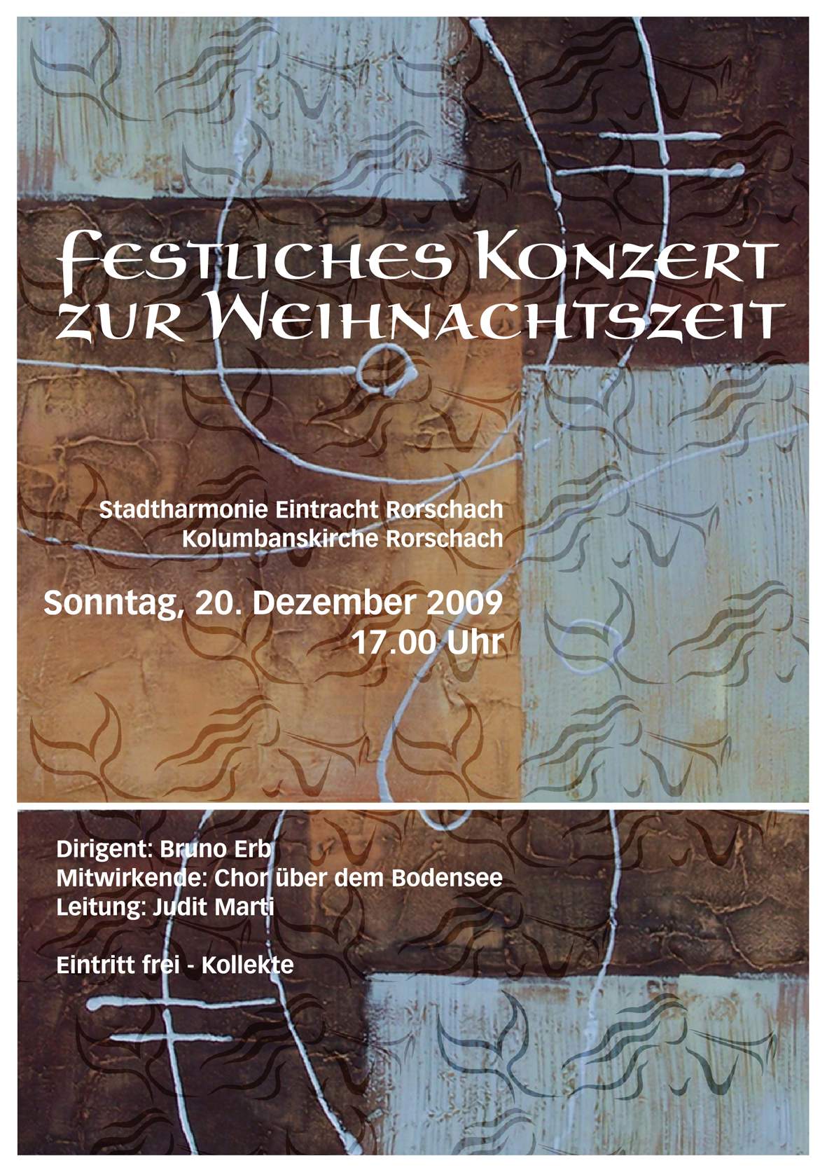 Titelblatt des Programm-Flyers für das festliche Konzert zur Weihnachtszeit 2009 der Stadtharmonie Eintracht Rorschach