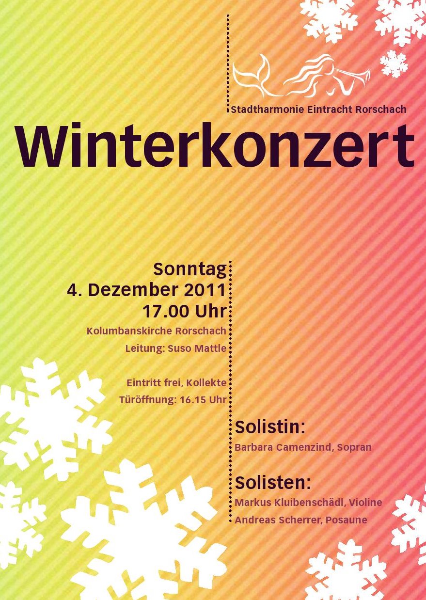 Titelblatt des Programms des Winterkonzerts 2011 der Stadtharmonie Eintracht Rorschach