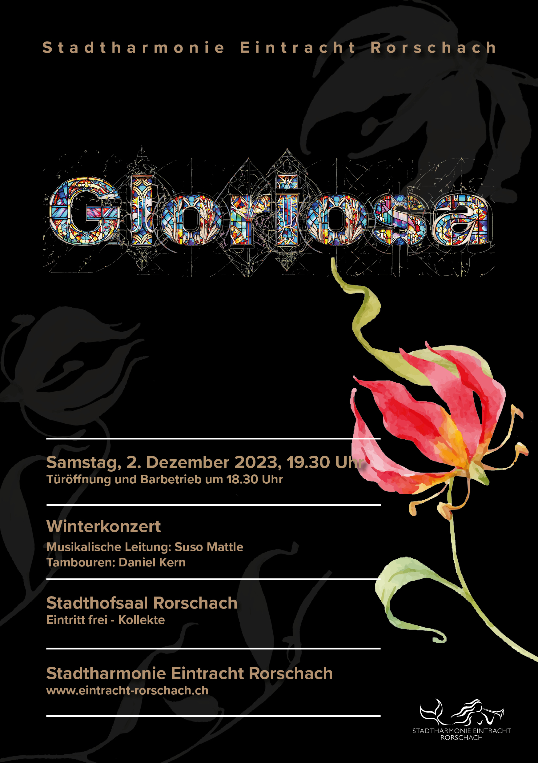 Deckblatt des Flyers des Winterkonzertes der Stadtharmonie Eintracht Rorschach